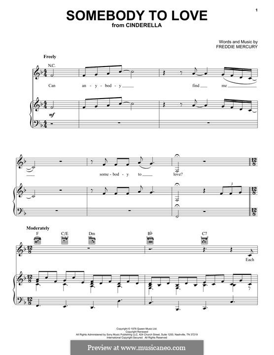 Somebody to Love (Queen): Para vocais e piano (ou Guitarra) by Freddie Mercury
