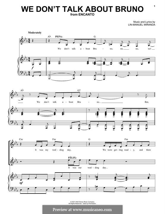 We Don't Talk About Bruno (from Encanto): Para vocais e piano by Lin-Manuel Miranda