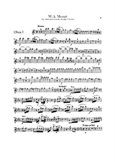 Overture: parte de oboes by Wolfgang Amadeus Mozart
