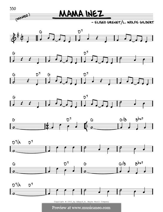 Mama Inez (Eliseo Grenet): melodia by L. Wolfe Gilbert