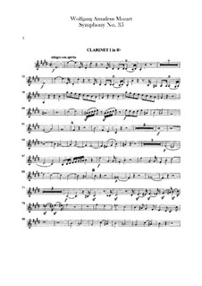 Symphony No.35 in D Major 'Haffner', K.385: parte clarinetas by Wolfgang Amadeus Mozart