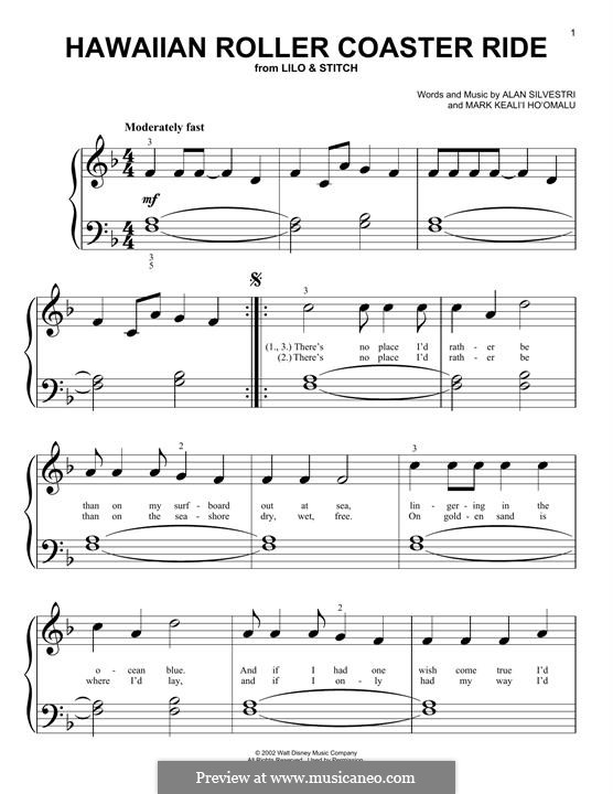 Hawaiian Roller Coaster Ride (from Lilo & Stitch): Para Piano by Alan Silvestri, Mark Keali'i Ho'omalu