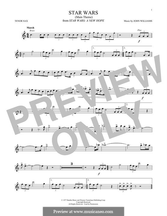Star Wars (Main Theme): para saxofone tenor by John Williams