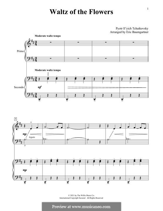No.8 Waltz of the Flowers: para piano de quadro mãos by Pyotr Tchaikovsky