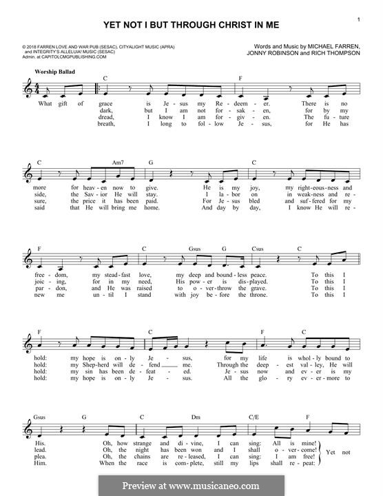 Yet Not I But Through Christ In Me (CityAlight): para teclado by Michael Farren, Jonny Robinson, Rich Thompson