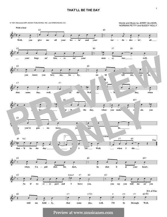 That'll Be the Day: para teclado by Buddy Holly, Jerry Allison, Norman Petty