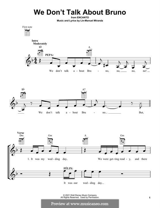 We Don't Talk About Bruno (from Encanto): para ukulele by Lin-Manuel Miranda