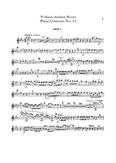 Concerto for Piano and Orchestra No.14 in E Flat Major, K.449: parte de oboes by Wolfgang Amadeus Mozart