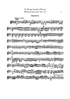 Concerto for Piano and Orchestra No.14 in E Flat Major, K.449: violino parte II by Wolfgang Amadeus Mozart
