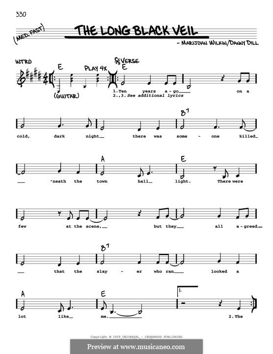 The Long Black Veil: melodia by Danny Dill, Marijohn Wilkin