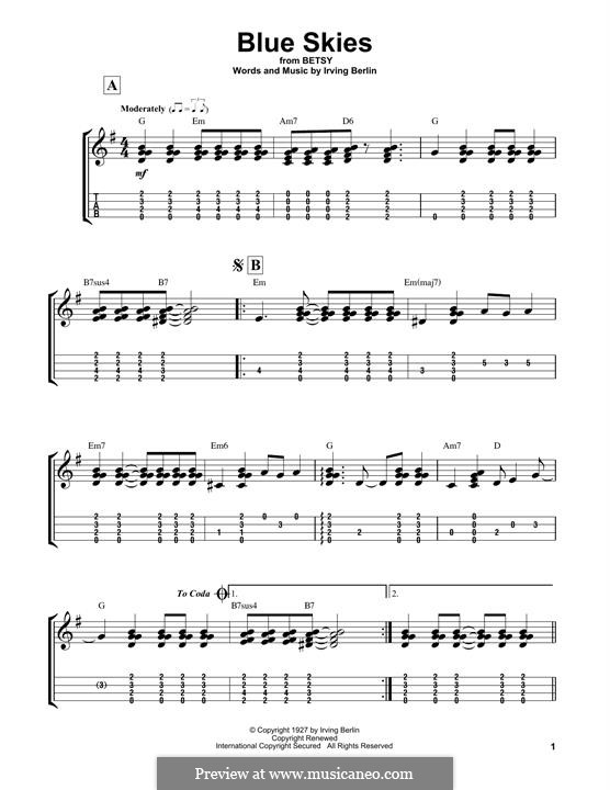 Blue Skies: para ukulele by Irving Berlin