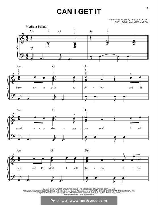 Can I Get It (Adele): Facil para o piano by Shellback, Max Martin