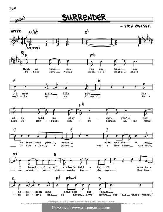 Surrender (Cheap Trick): melodia by Rick Nielsen