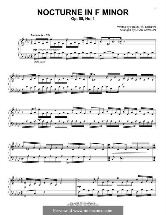 Nocturnes, Op.55: No.1 in F Minor by Frédéric Chopin