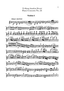 Concerto for Piano and Orchestra No.21 in C Major, K.467: violino parte I by Wolfgang Amadeus Mozart