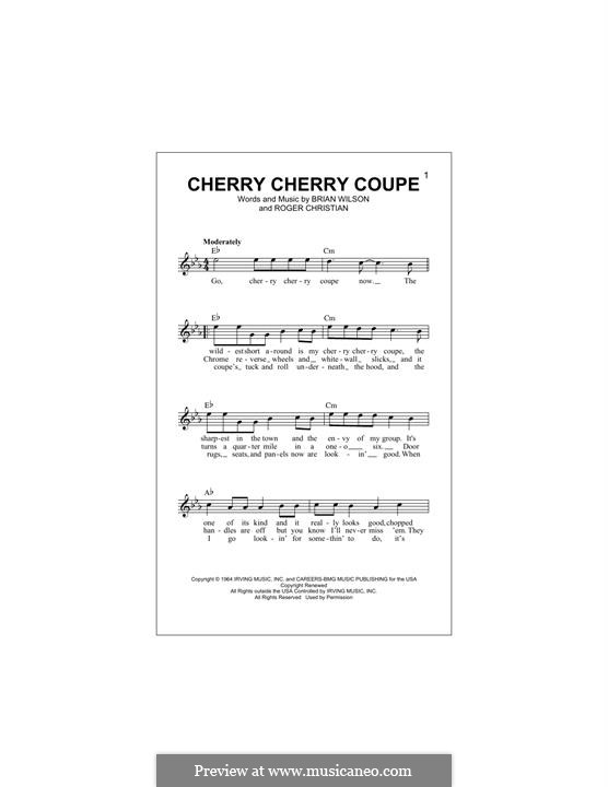 Cherry Cherry Coupe (The Beach Boys): para teclado by Brian Wilson, Roger Christian