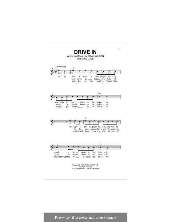 Drive in (The Beach Boys): para teclado by Brian Wilson, Mike Love