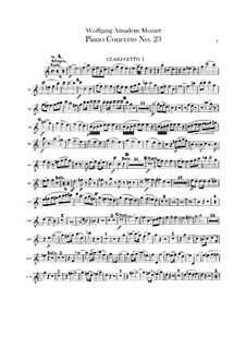 Concerto for Piano and Orchestra No.23 in A Major, K.488: parte clarinetas by Wolfgang Amadeus Mozart