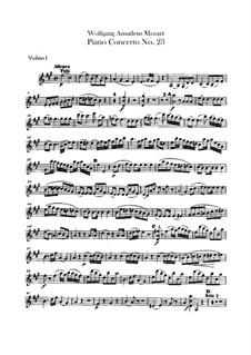 Concerto for Piano and Orchestra No.23 in A Major, K.488: violino parte I by Wolfgang Amadeus Mozart