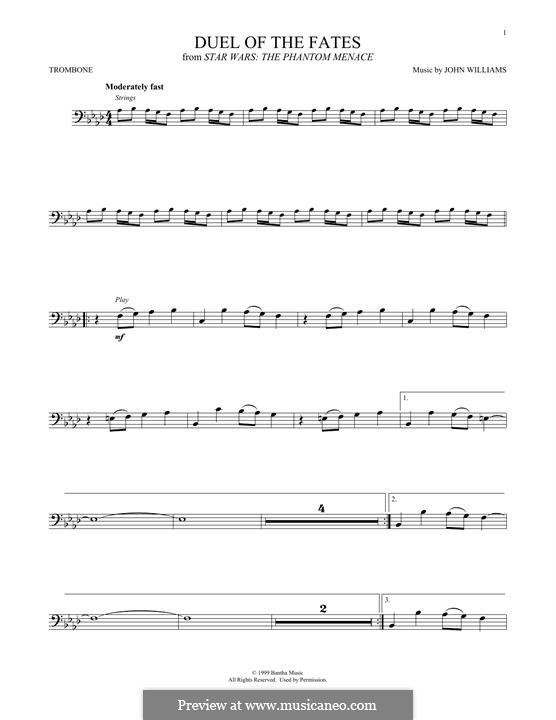 Duel of the Fates (from Star Wars: The Phantom Menace): para trombone by John Williams