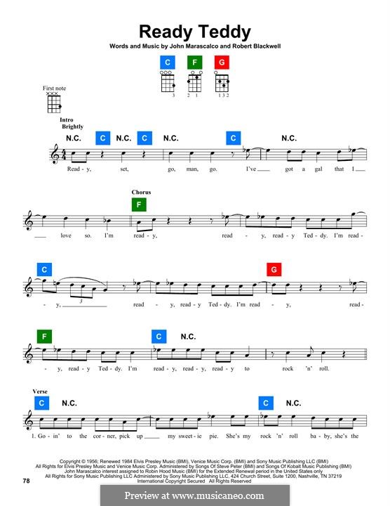 Ready Teddy (Elvis Presley): para ukulele by John S. Marascalco, Robert A. Blackwell