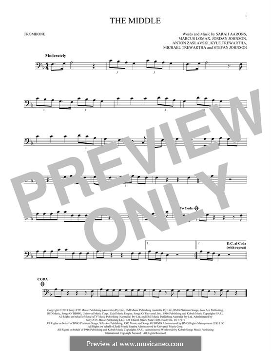 The Middle (Zedd, Maren Morris & Grey): para trombone by Anton Zaslavski, Marcus Lomax, Stefan Johnson, Jordan Johnson, Sarah Aarons, Kyle Trewartha, Michael Trewartha