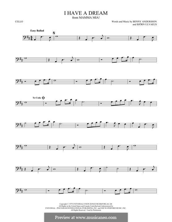 I Have a Dream (ABBA): para violoncelo by Benny Andersson, Björn Ulvaeus