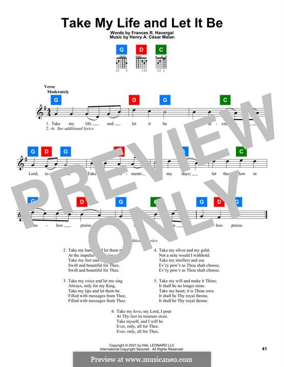 Take My Life and Let It Be: melodia by Henri Abraham Caesar Malan