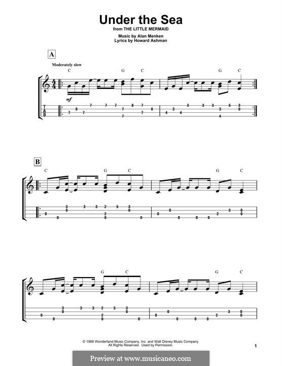 Under the Sea (from The Little Mermaid): para ukulele by Alan Menken