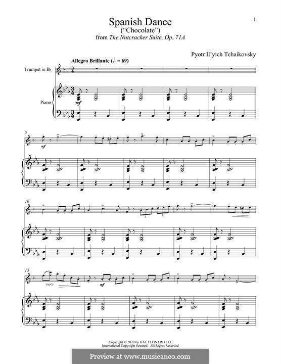 No.12 Divertissement: Spanish Dance, for trumpet and piano by Pyotr Tchaikovsky