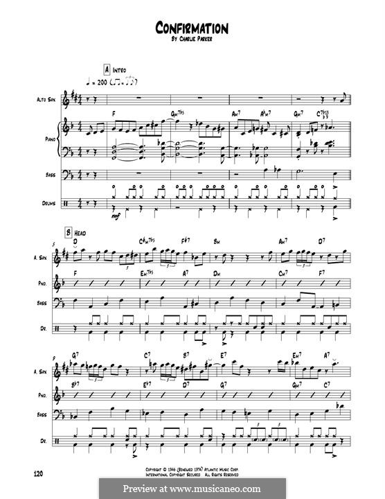 Confirmation: Transcribed score by Charlie Parker