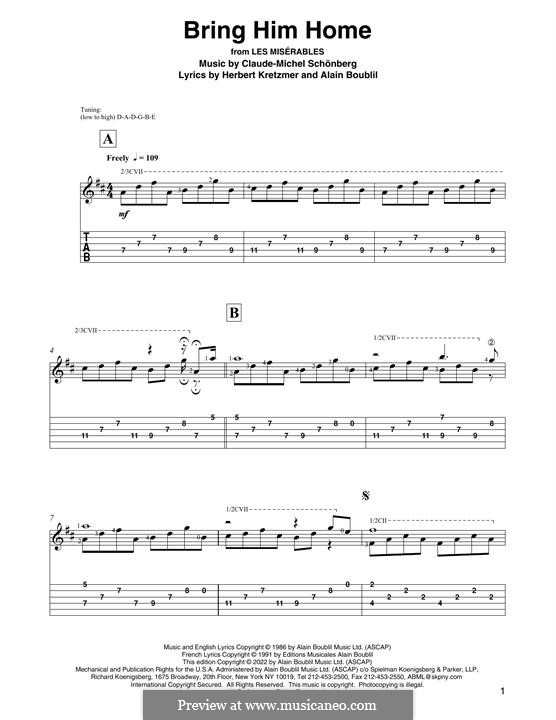 Bring Him Home: Para Guitarra by Claude-Michel Schönberg