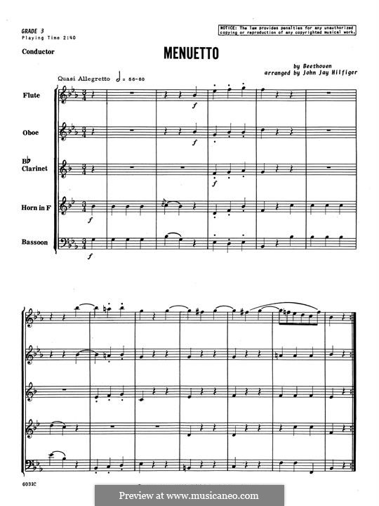 Menuetto: partitura completa by Ludwig van Beethoven