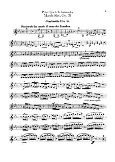 Slavonic March, TH 45 Op.31: parte clarinetas by Pyotr Tchaikovsky