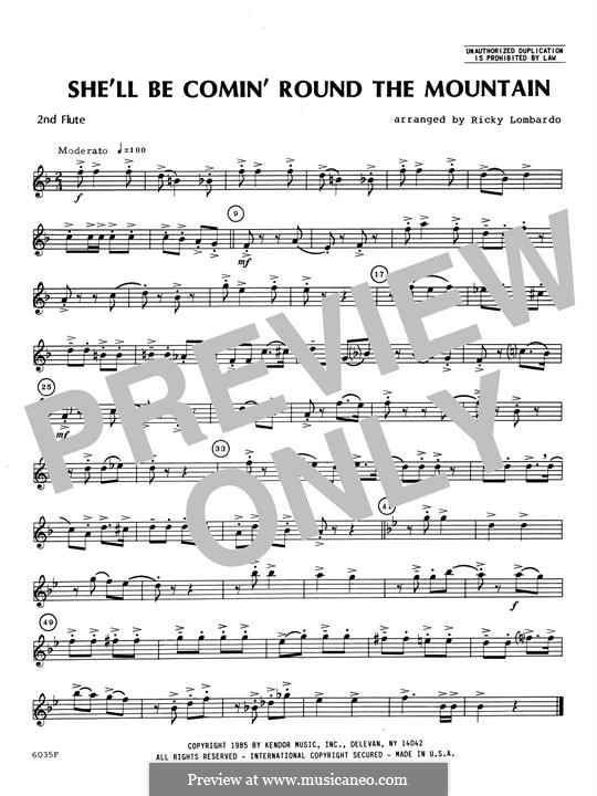 She'll Be Comin' 'Round the Mountain: 2nd Flute part by folklore