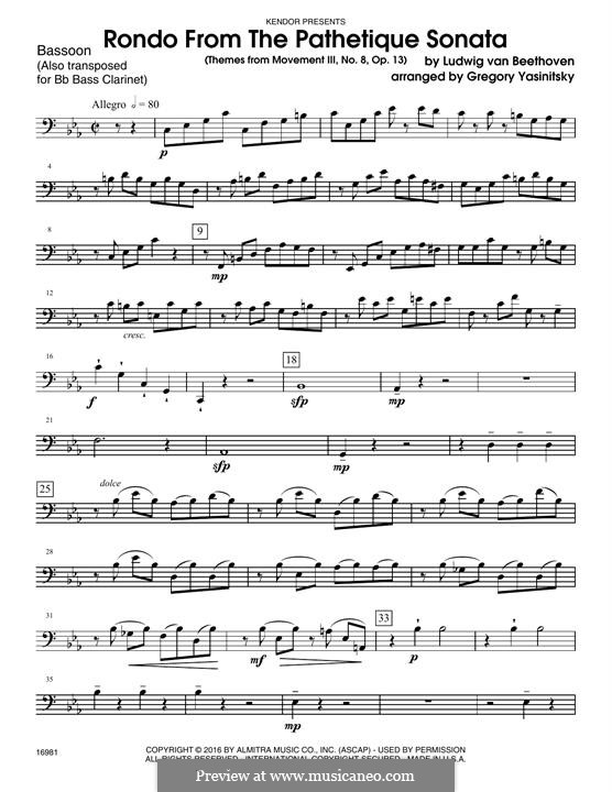 Movement III: Themes, for woodwind ensemble – bassoon part by Ludwig van Beethoven