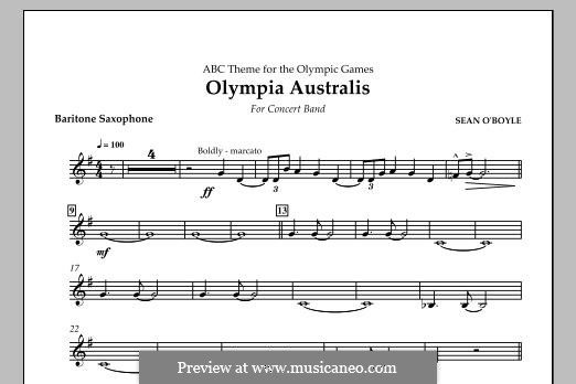 Olympia Australis (Concert Band): Baritone Saxophone part by Sean O'Boyle
