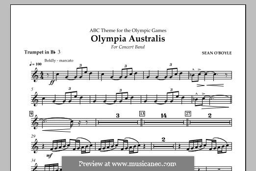 Olympia Australis (Concert Band): Bb Trumpet 3 part by Sean O'Boyle