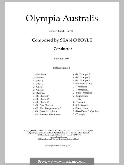 Olympia Australis (Concert Band): partitura by Sean O'Boyle