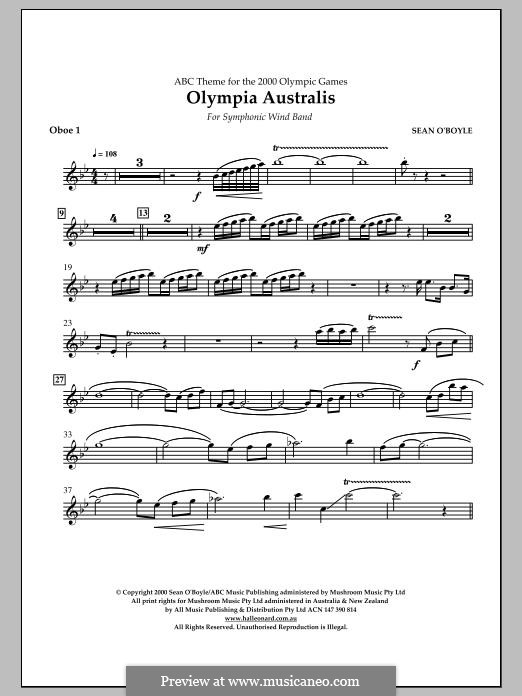 Olympia Australis (Symphonic Wind Band): Oboe 1 part by Sean O'Boyle