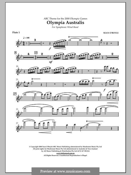 Olympia Australis (Symphonic Wind Band): Flute 1 part by Sean O'Boyle