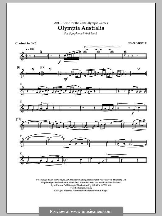 Olympia Australis (Symphonic Wind Band): Bb Clarinet 2 part by Sean O'Boyle