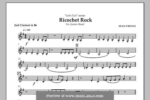 Ricochet Rock: Bb Clarinet 2 part by Sean O'Boyle