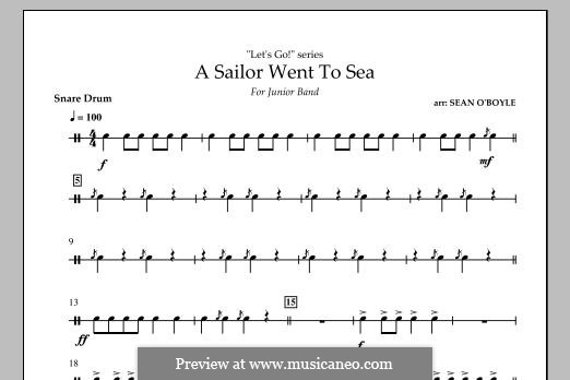 A Sailor Went To Sea: Snare Drum part by Sean O'Boyle