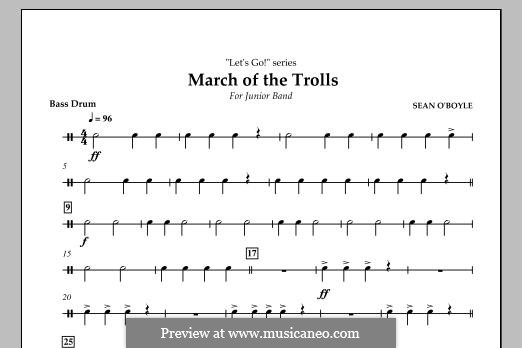 March of the Trolls: Trecho de graves da Bateria by Sean O'Boyle