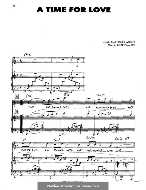 A Time for Love: Para vocais e piano (ou Guitarra) by Johnny Mandel