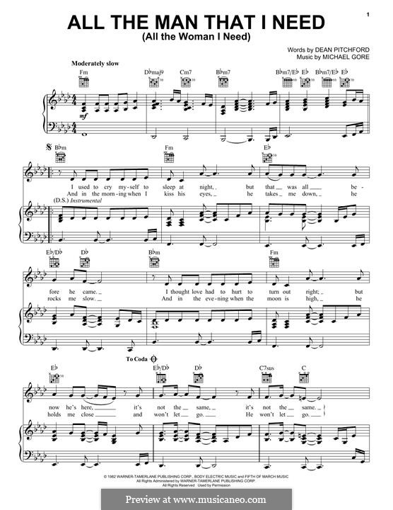 All The Man That I Need (All The Woman I Need) Whitney Houston: Para vocais e piano (ou Guitarra) by Brandon Flowers, Dave Keuning, Mark Stoermer, Ronnie Vannucci