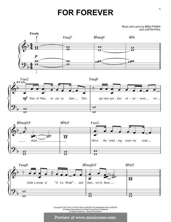 For Forever (from Dear Evan Hansen): Para Piano by Justin Paul, Benj Pasek