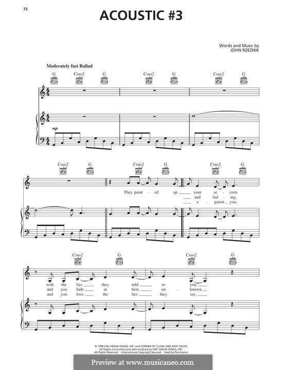 Acoustic #3 (The Goo Goo Dolls): Para vocais e piano (ou Guitarra) by John Rzeznik