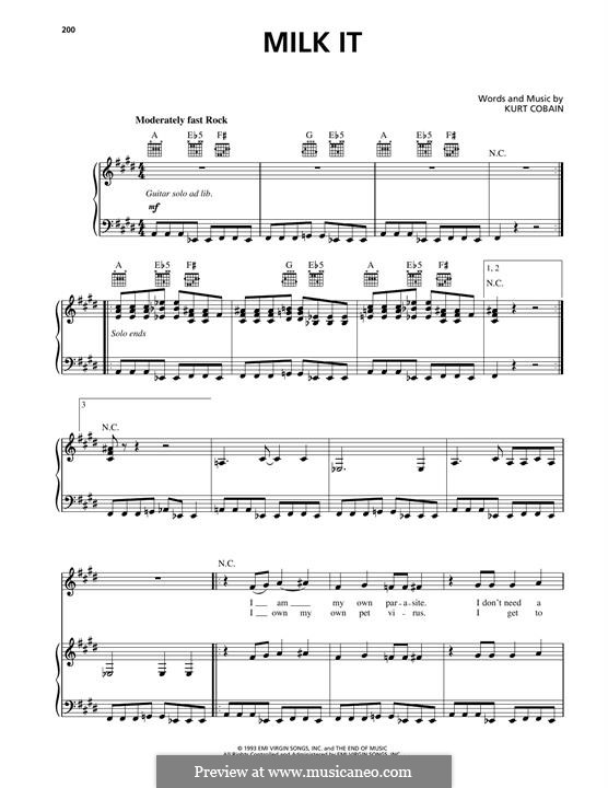 Milk It (Nirvana): Para vocais e piano (ou Guitarra) by Kurt Cobain